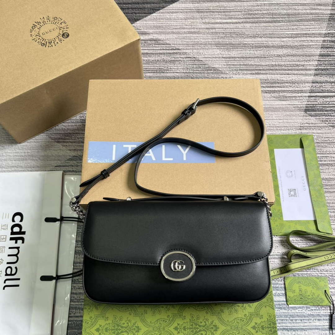 Gucci 739721 Petite GG Small Shoulder Bag Black - Default Title - View 1