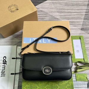 Gucci 739721 Petite GG Small Shoulder Bag Black - Default Title - View 1