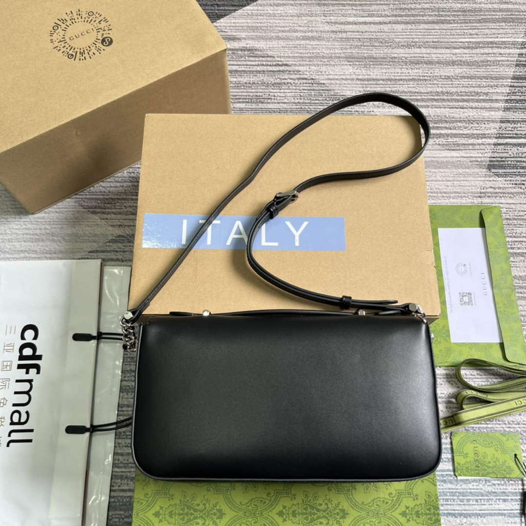 Gucci 739721 Petite GG Small Shoulder Bag Black
