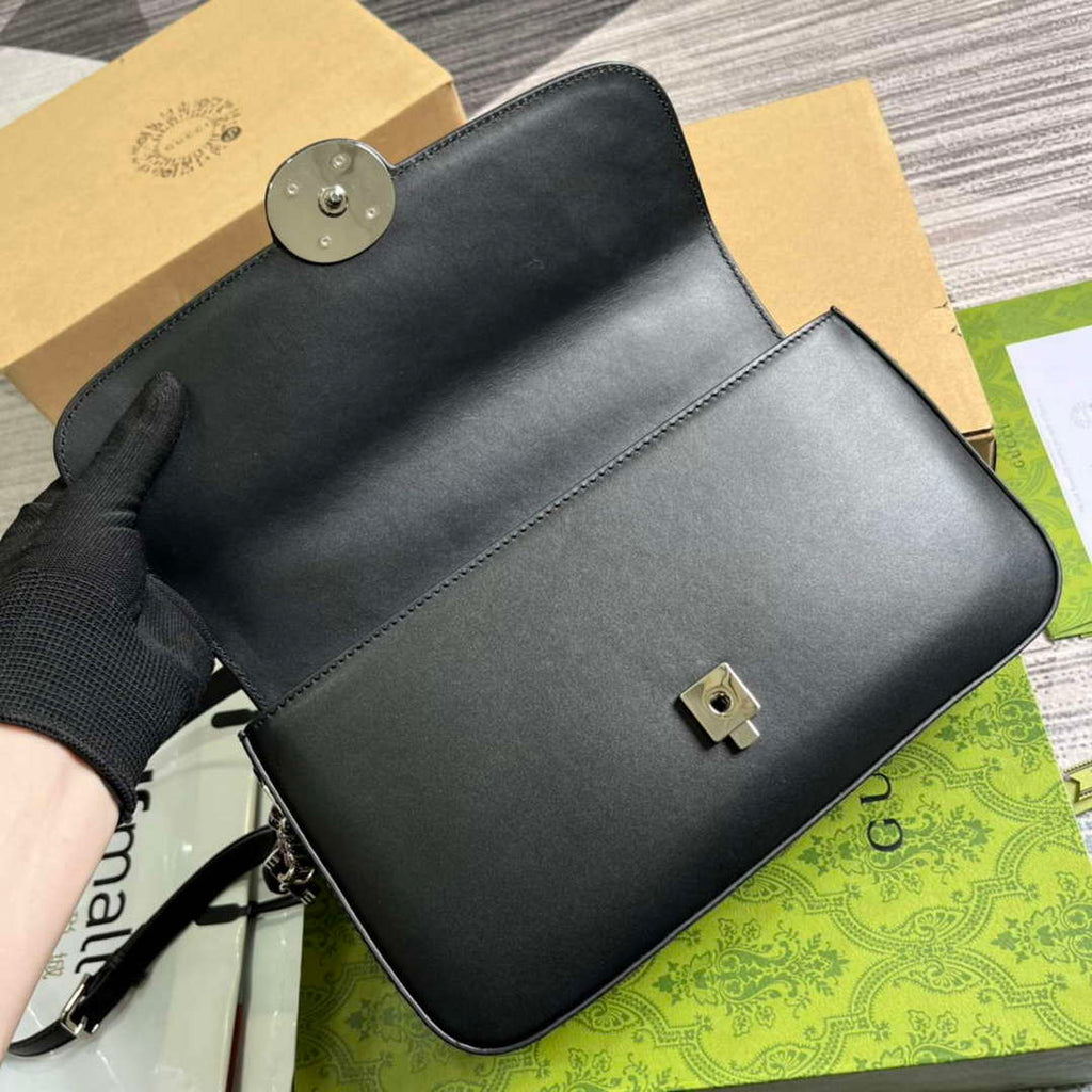 Gucci 739721 Petite GG Small Shoulder Bag Black