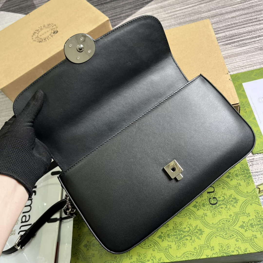Gucci 739721 Petite GG Small Shoulder Bag Black - Default Title - View 7