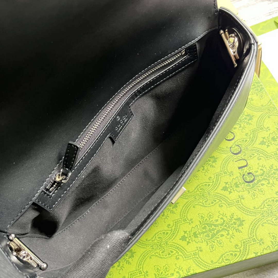 Gucci 739721 Petite GG Small Shoulder Bag Black - Default Title - View 9