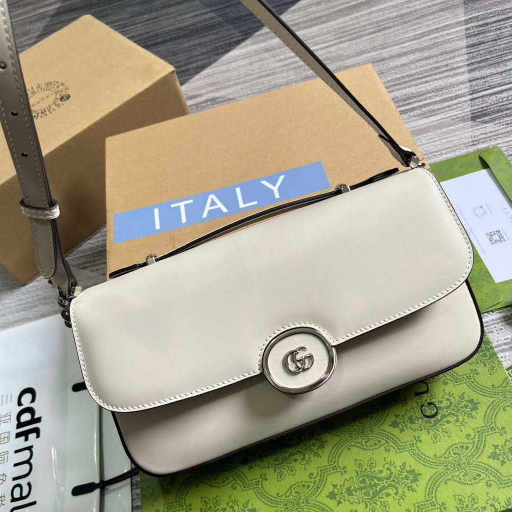 Gucci 739721 Petite GG Small Shoulder Bag White