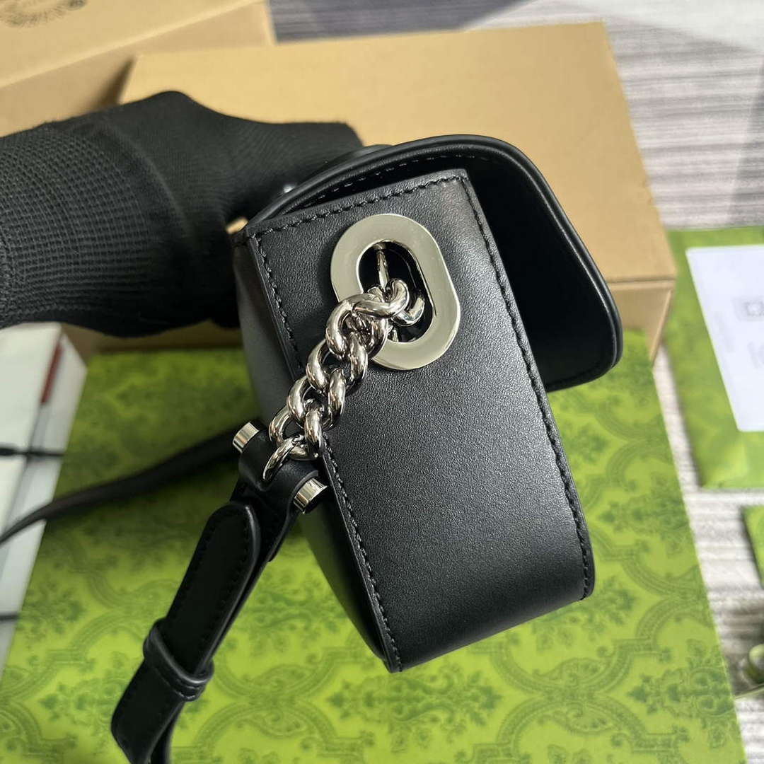 Gucci 739722 Petite GG Mini Shoulder Bag Black