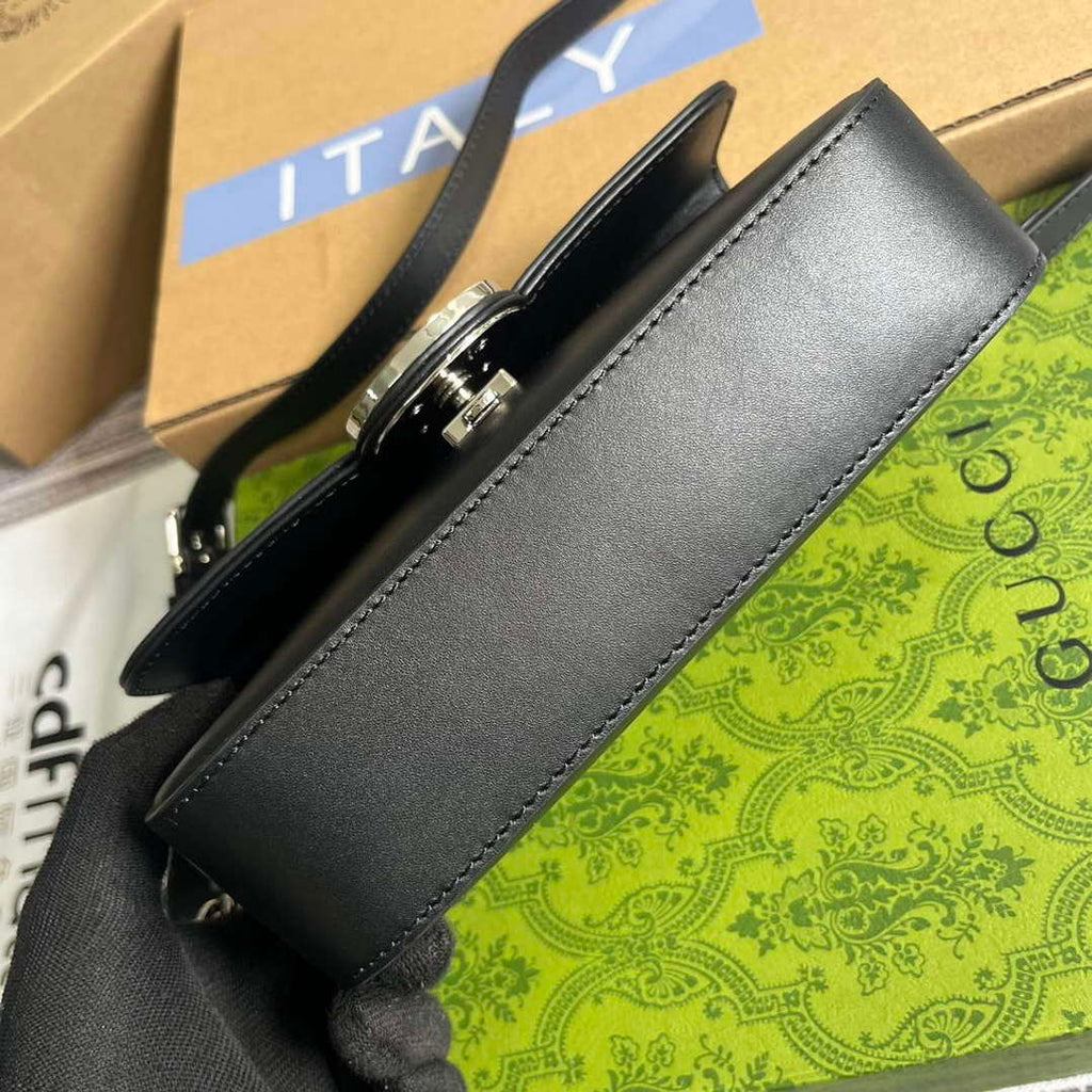 Gucci 739722 Petite GG Mini Shoulder Bag Black