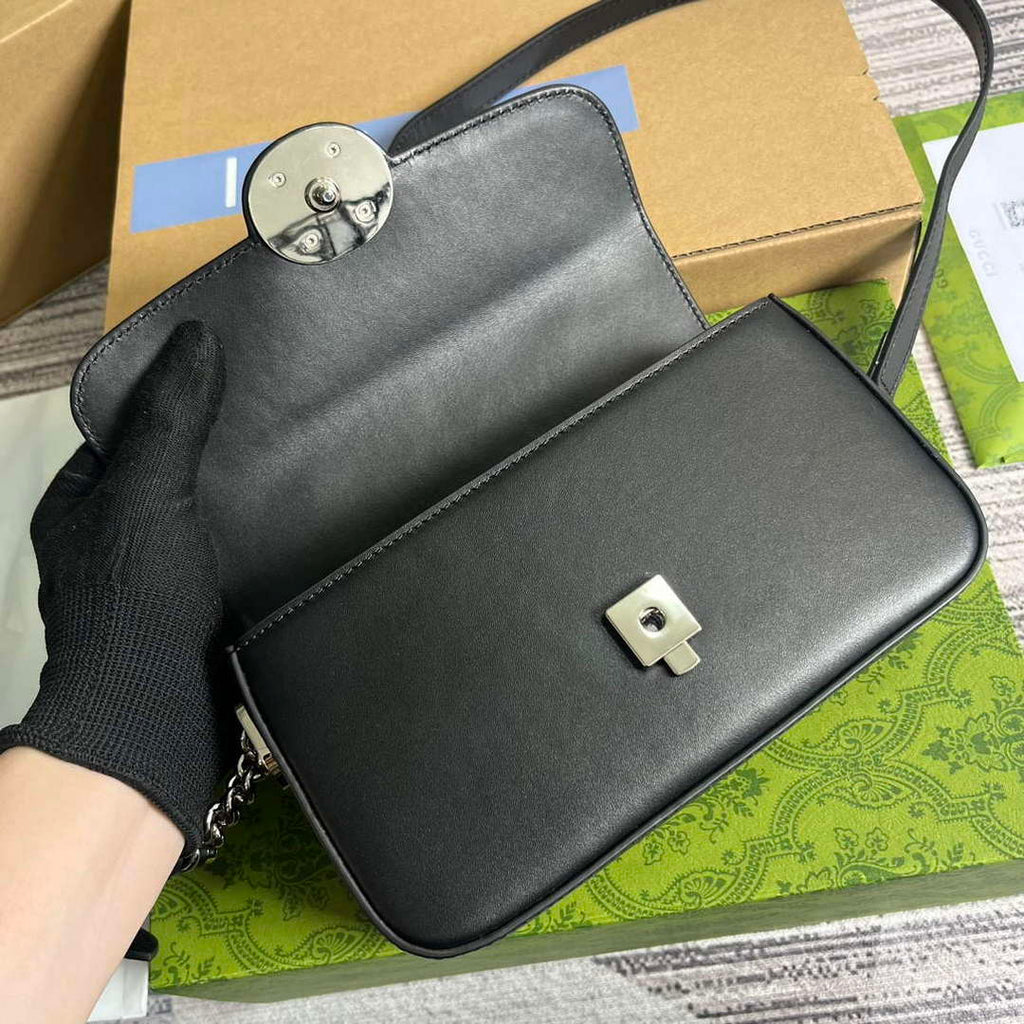 Gucci 739722 Petite GG Mini Shoulder Bag Black