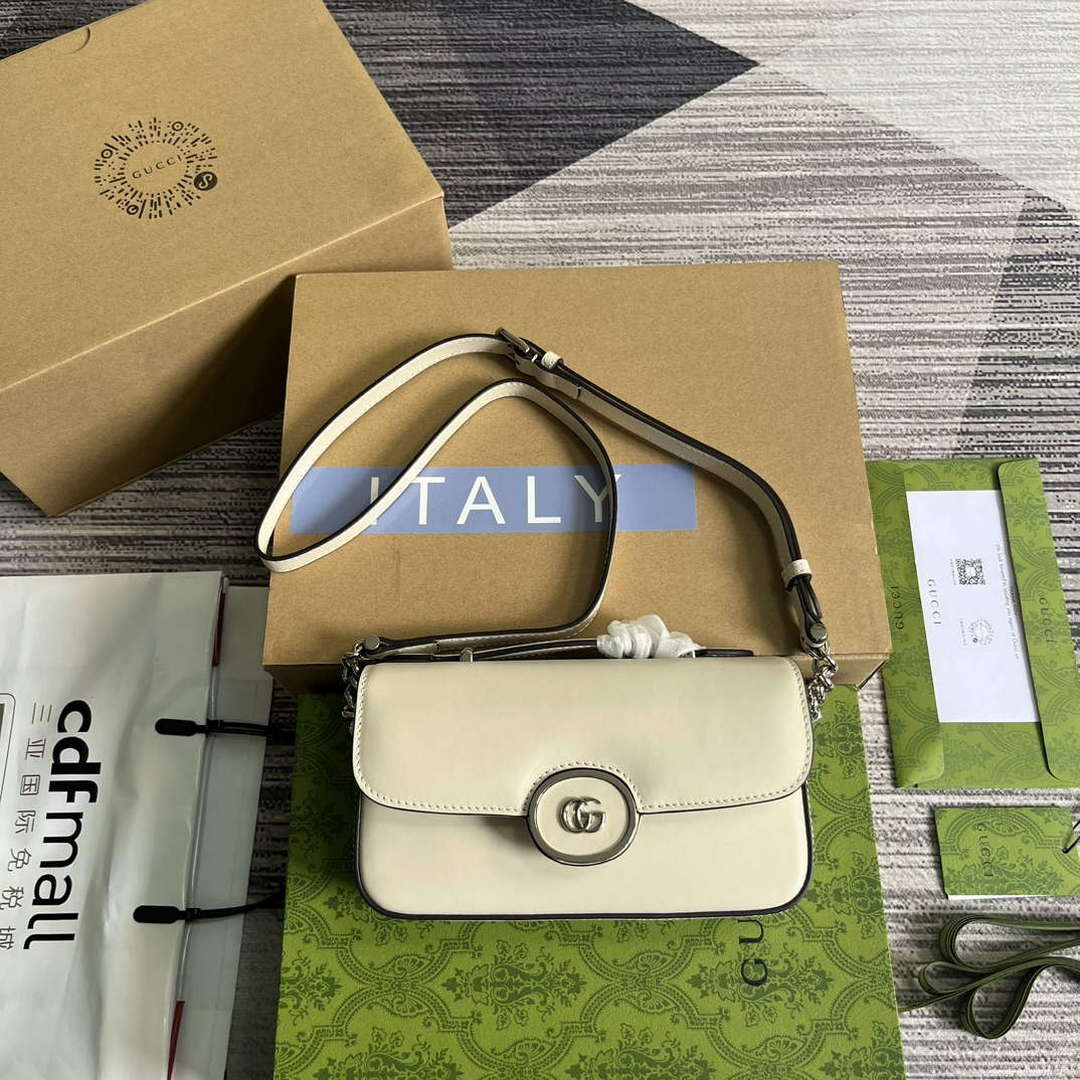 Gucci 739722 Petite GG Mini Shoulder Bag White - Default Title - View 1