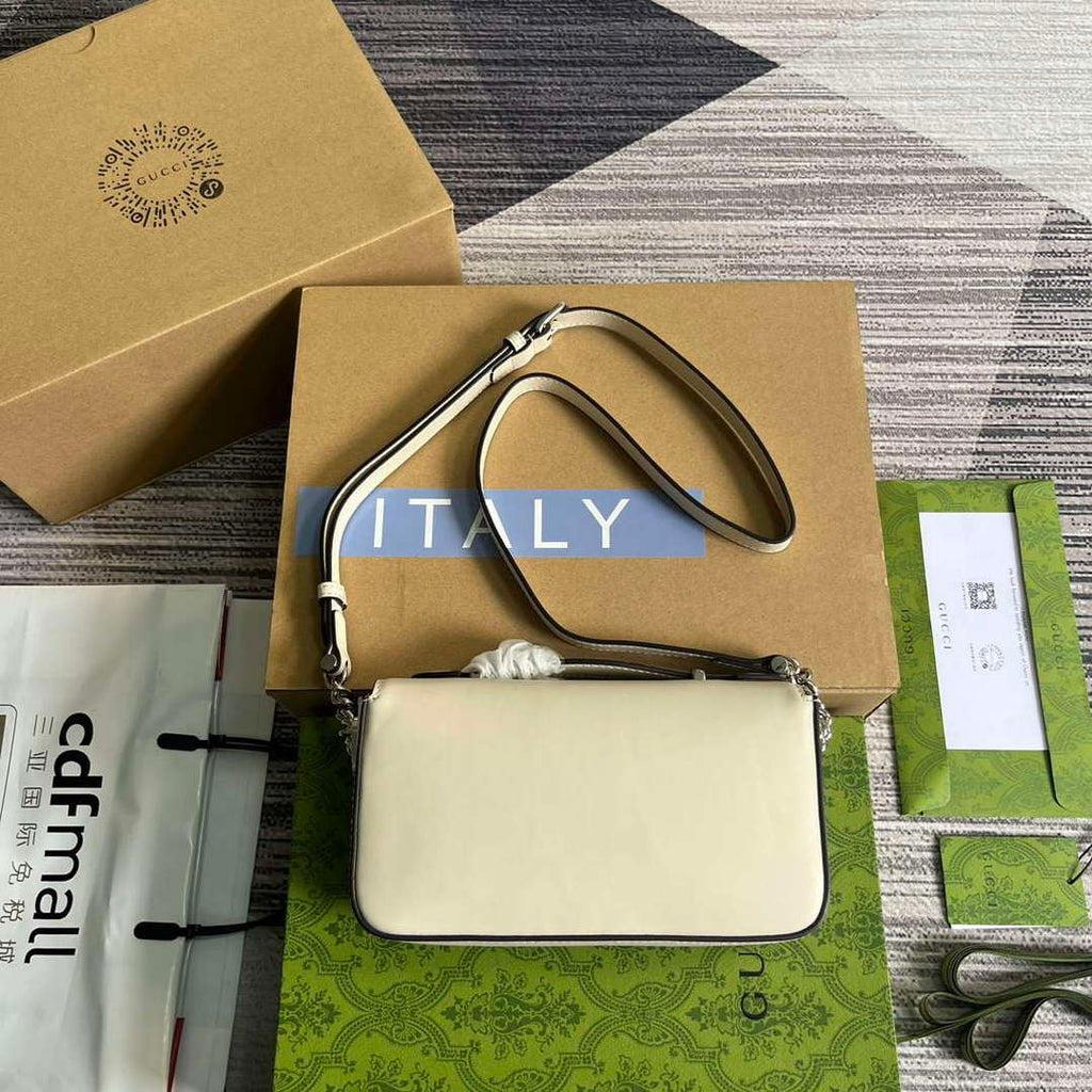 Gucci 739722 Petite GG Mini Shoulder Bag White