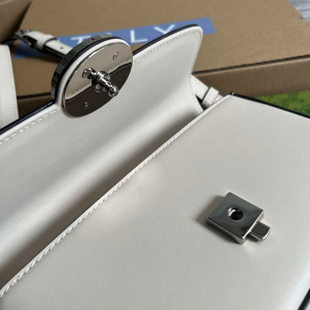 Gucci 739722 Petite GG Mini Shoulder Bag White
