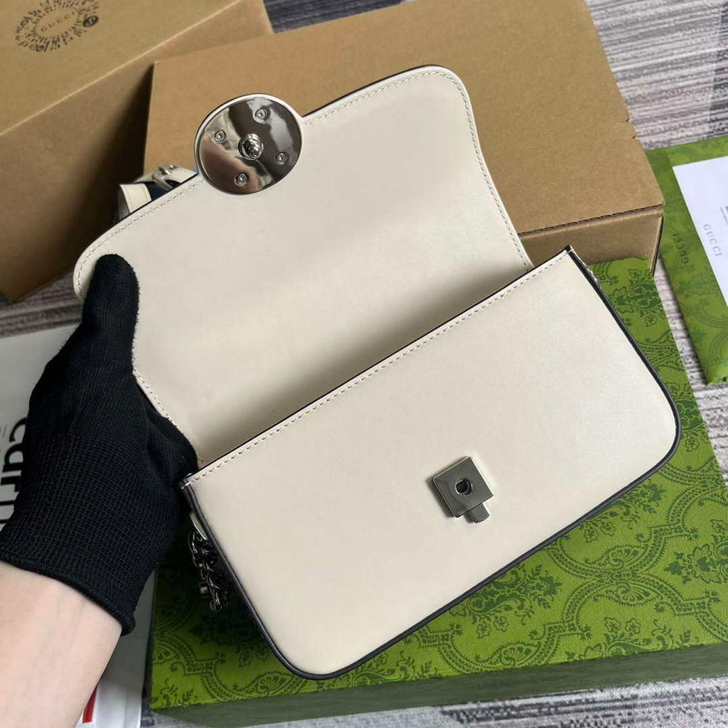 Gucci 739722 Petite GG Mini Shoulder Bag White