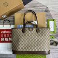 Gucci 739730 Ophidia Medium Tote Bag Brown canvas - Default Title - View 1