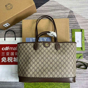 Gucci 739730 Ophidia Medium Tote Bag Brown canvas - Default Title - View 1