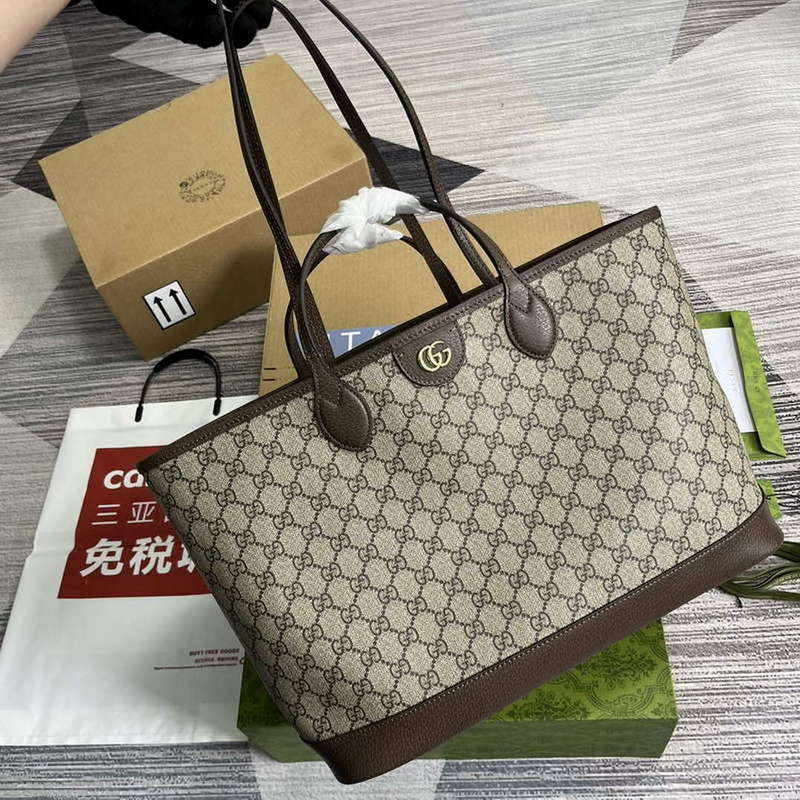 Gucci 739730 Ophidia Medium Tote Bag Brown canvas