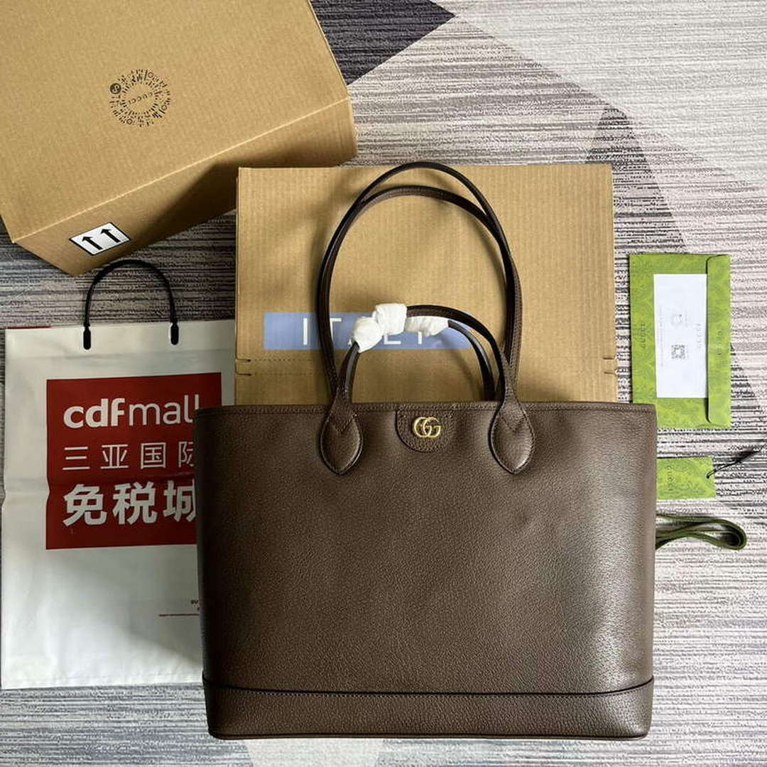 Gucci 739730 Ophidia Medium Tote Bag Brown leather - Default Title - View 1