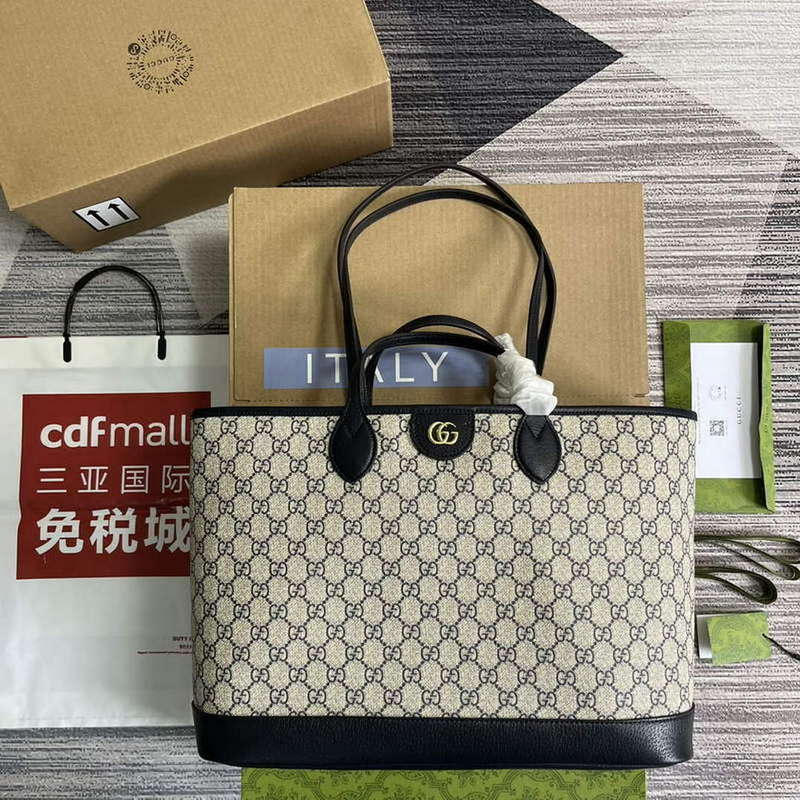 Gucci 739730 Ophidia Medium Tote Bag Dark Blue canvas - Default Title - View 1