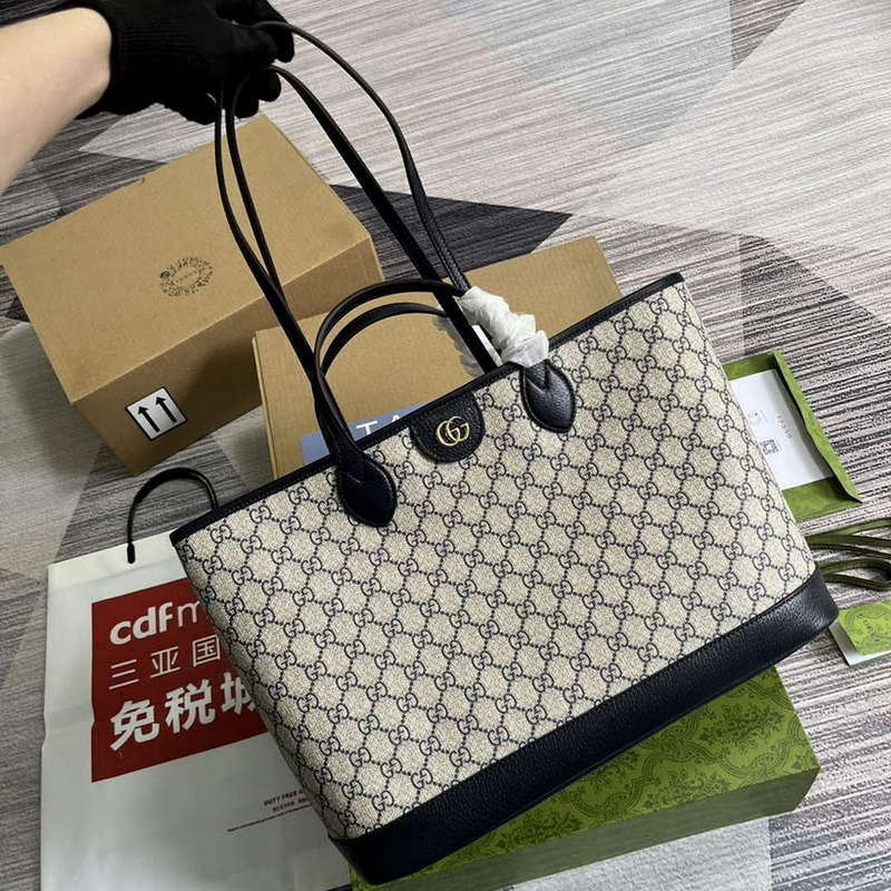 Gucci 739730 Ophidia Medium Tote Bag Dark Blue canvas