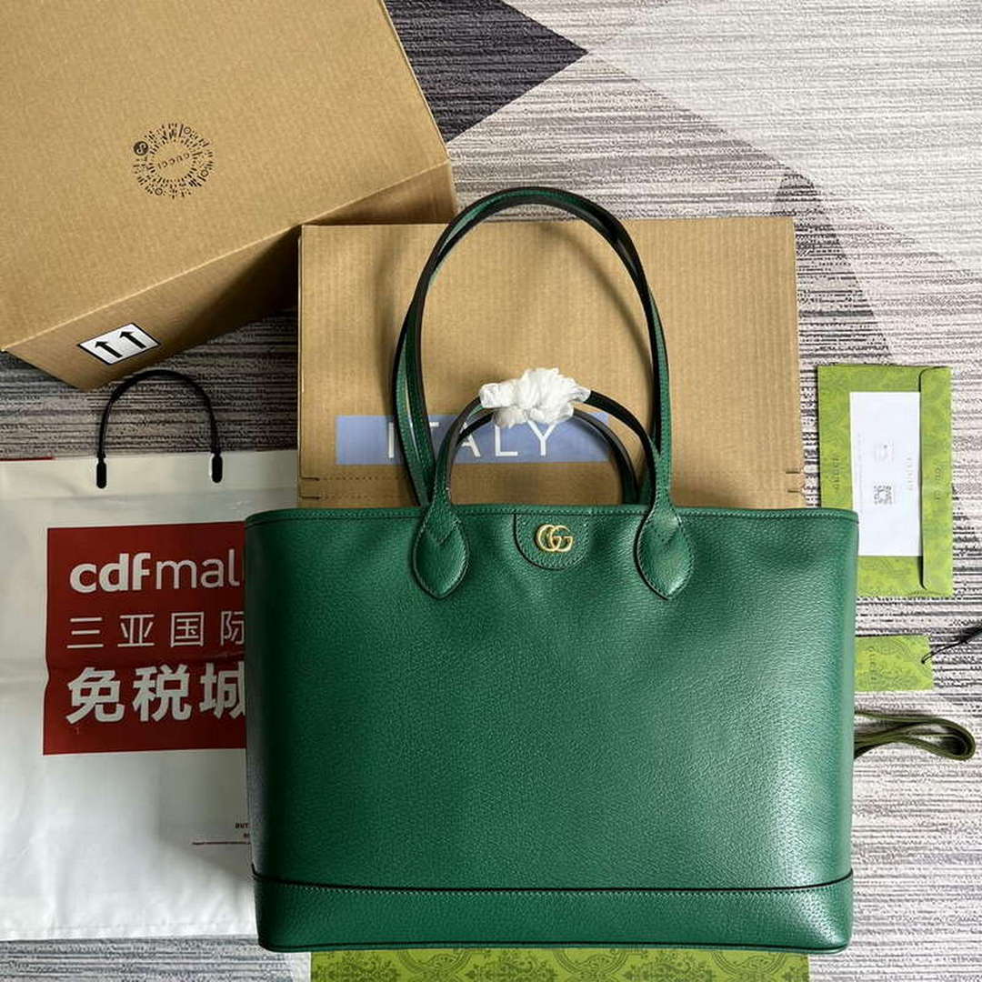 Gucci 739730 Ophidia Medium Tote Bag Green leather - Default Title - View 1