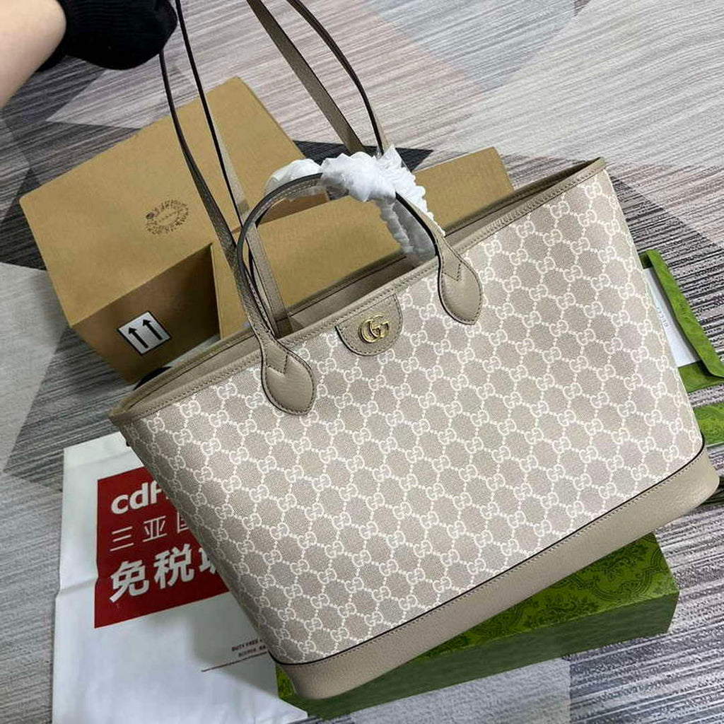 Gucci 739730 Ophidia Medium Tote Bag Oatmeal canvas