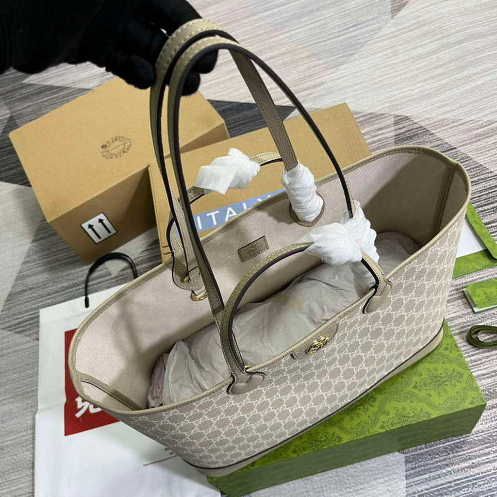 Gucci 739730 Ophidia Medium Tote Bag Oatmeal canvas