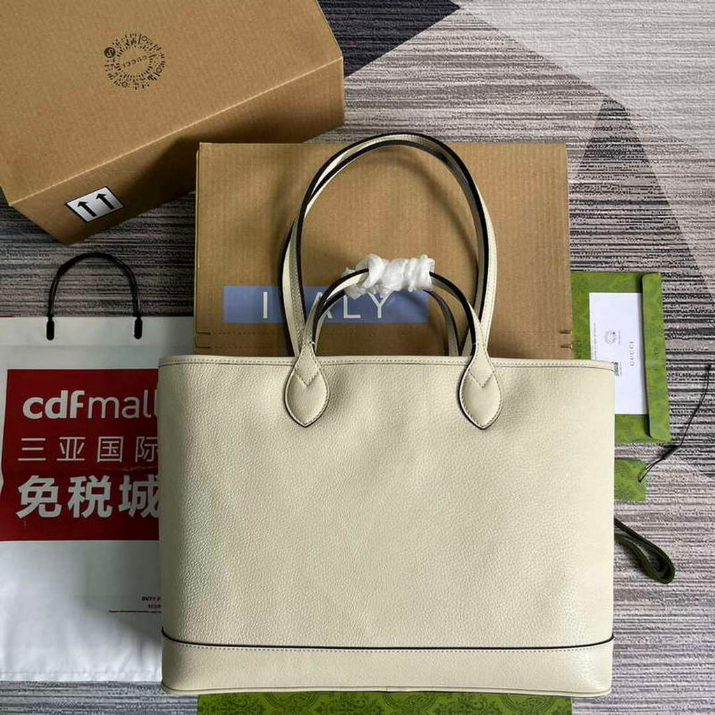 Gucci 739730 Ophidia Medium Tote Bag White leather