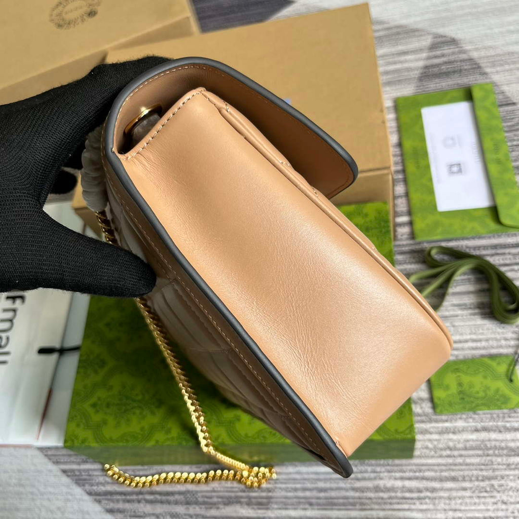Gucci ?740834 GG Deco Small Shoulder Bag Apricot