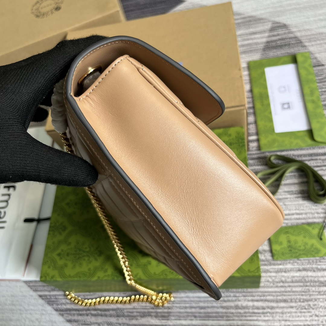 Gucci ?740834 GG Deco Small Shoulder Bag Apricot