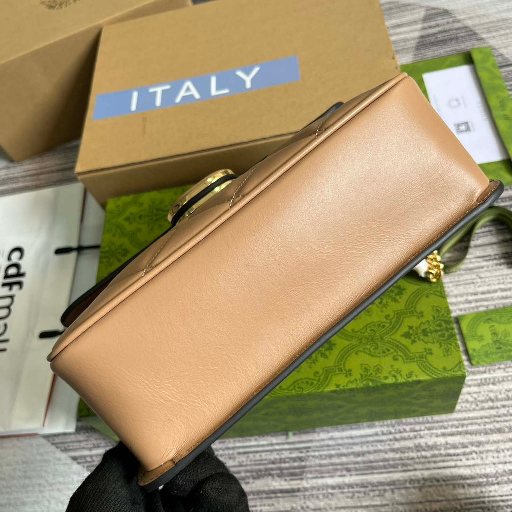 Gucci ?740834 GG Deco Small Shoulder Bag Apricot