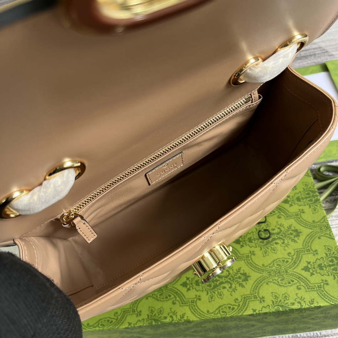 Gucci ?740834 GG Deco Small Shoulder Bag Apricot