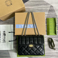 Gucci ?740834 GG Deco Small Shoulder Bag Black