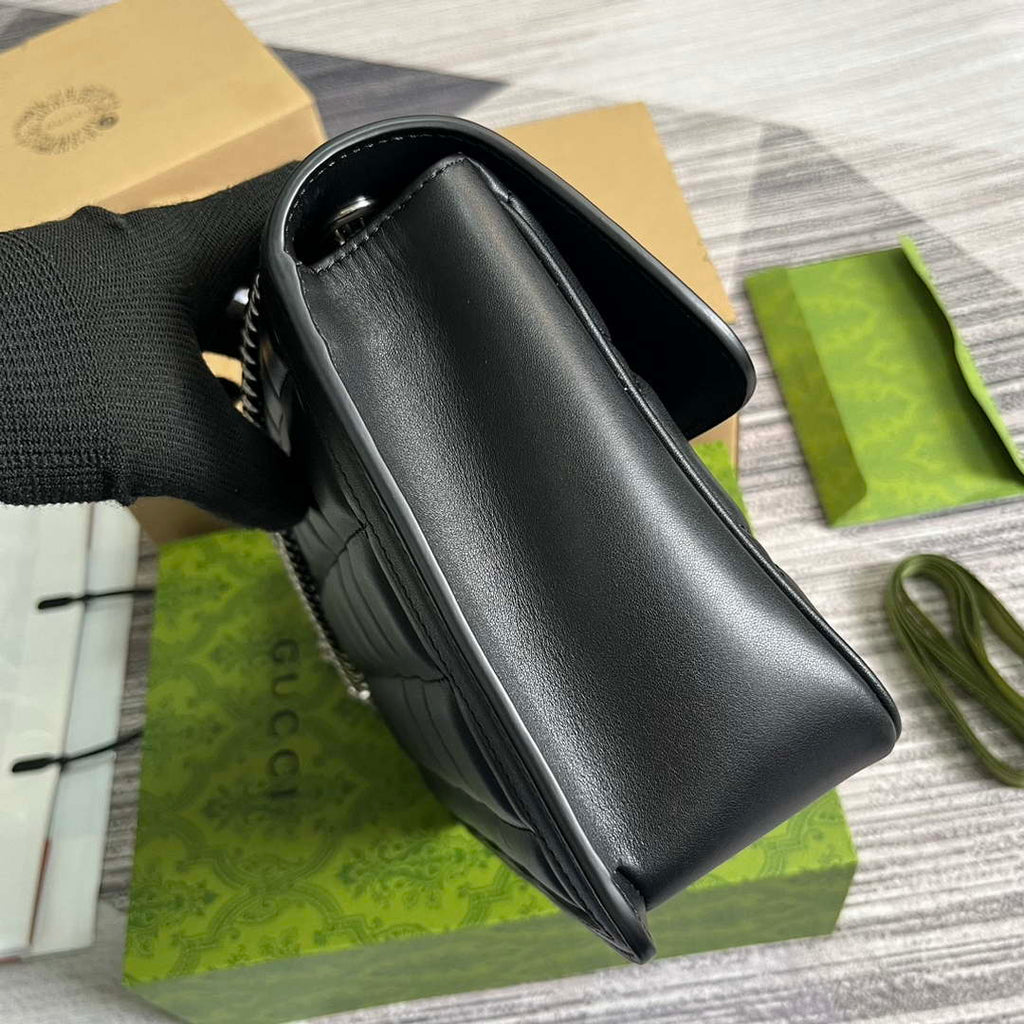Gucci ?740834 GG Deco Small Shoulder Bag Black