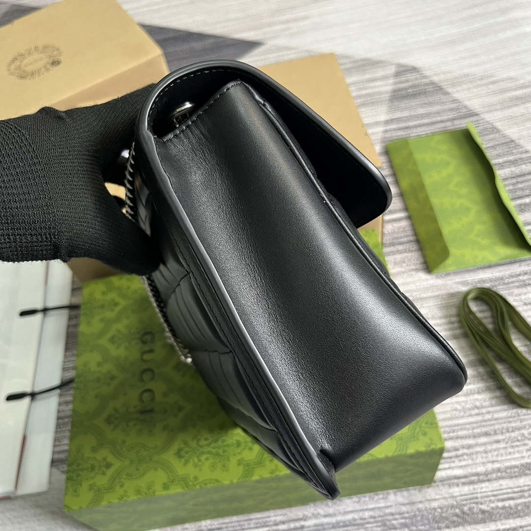 Gucci ?740834 GG Deco Small Shoulder Bag Black