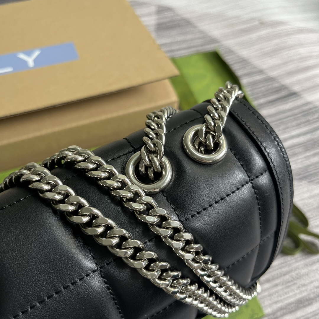 Gucci ?740834 GG Deco Small Shoulder Bag Black