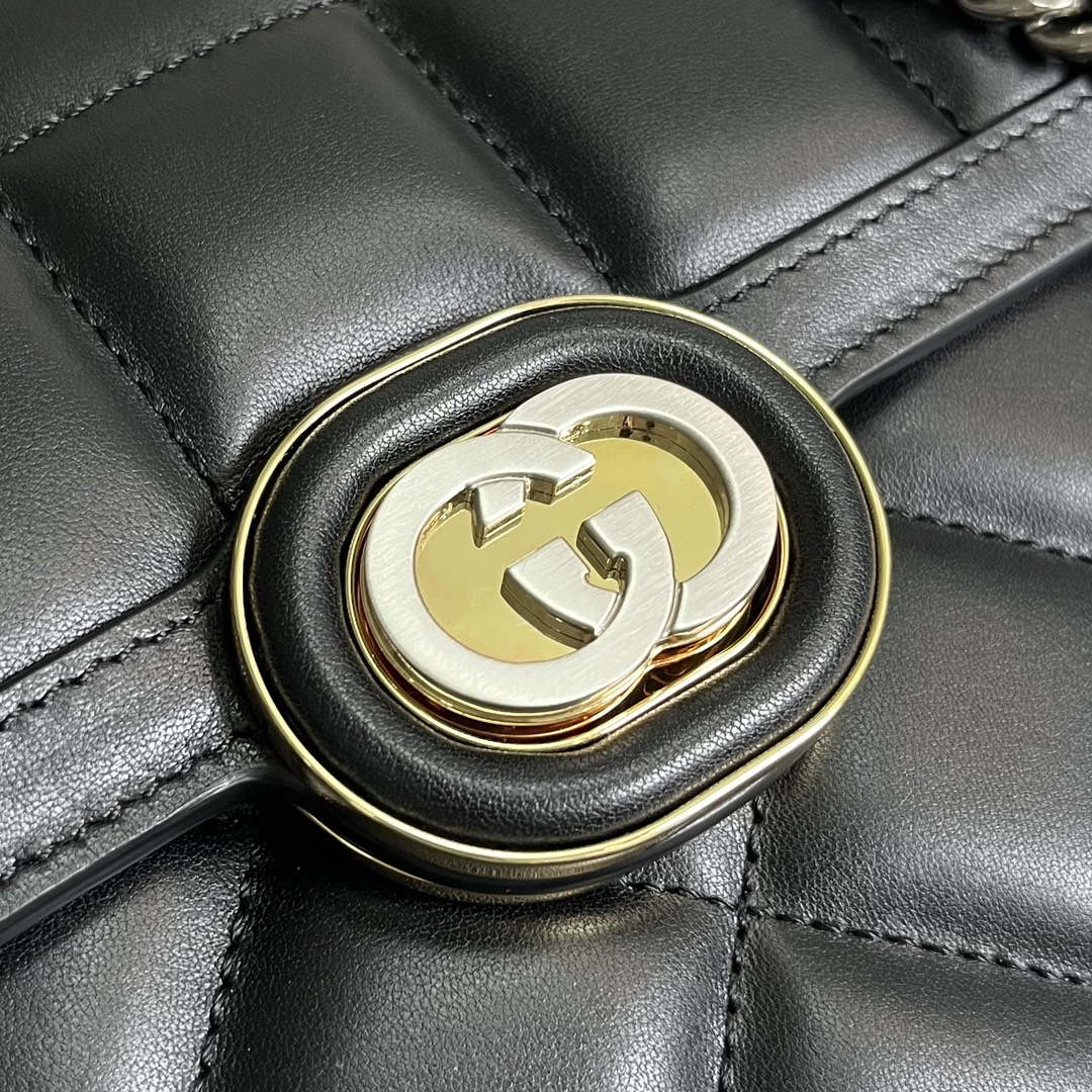 Gucci ?740834 GG Deco Small Shoulder Bag Black