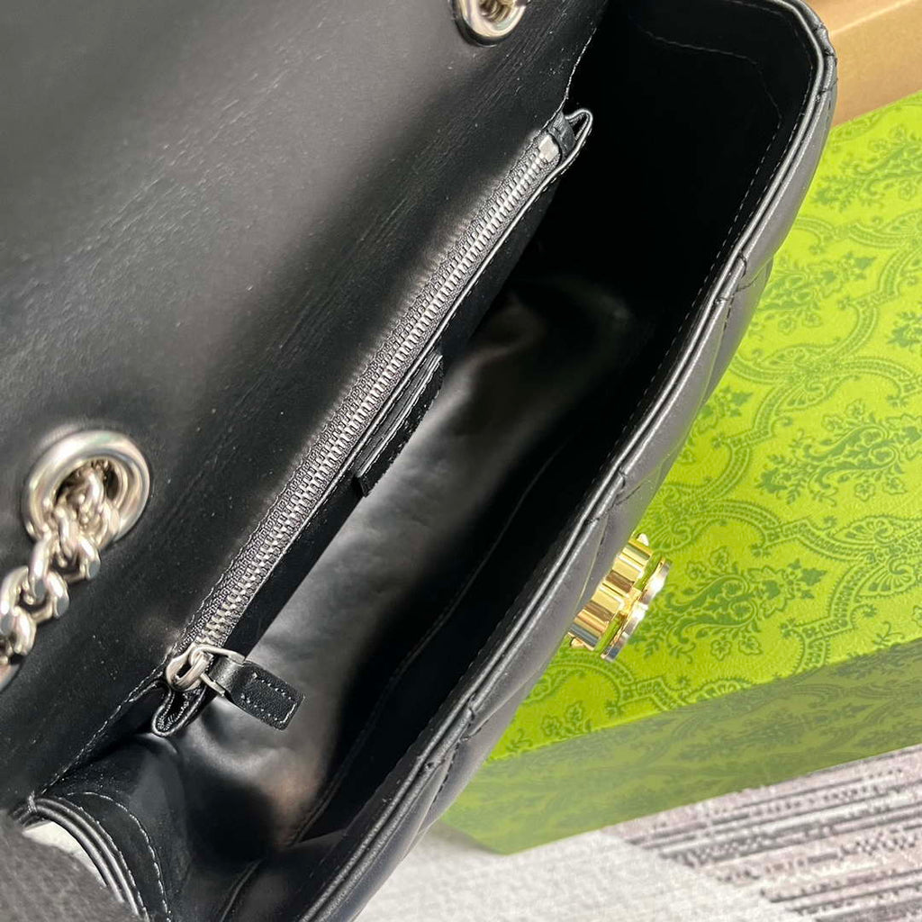 Gucci ?740834 GG Deco Small Shoulder Bag Black