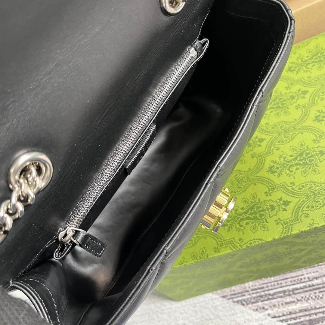 Gucci ?740834 GG Deco Small Shoulder Bag Black