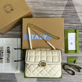 Gucci ?740834 GG Deco Small Shoulder Bag White
