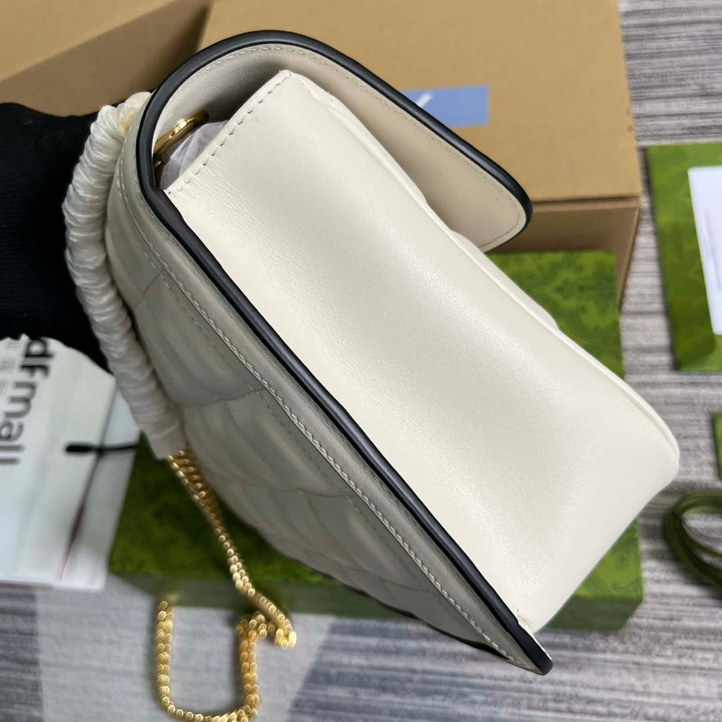 Gucci ?740834 GG Deco Small Shoulder Bag White