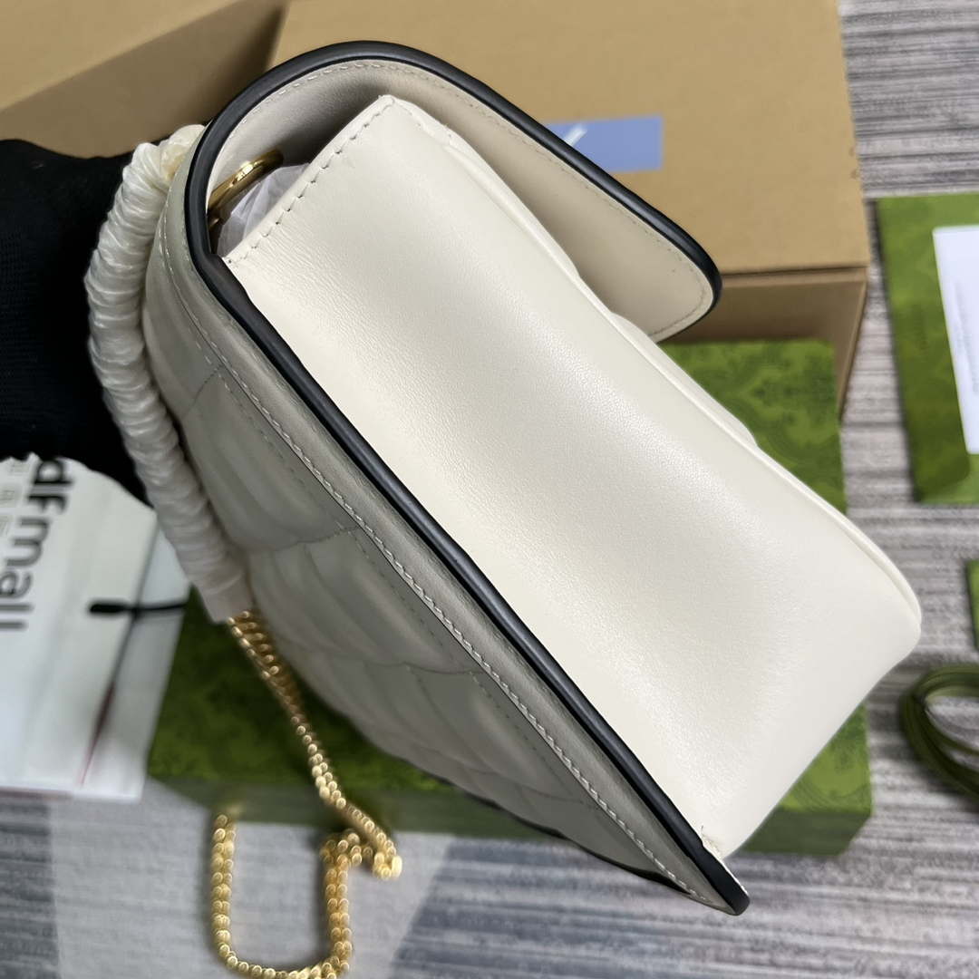 Gucci ?740834 GG Deco Small Shoulder Bag White