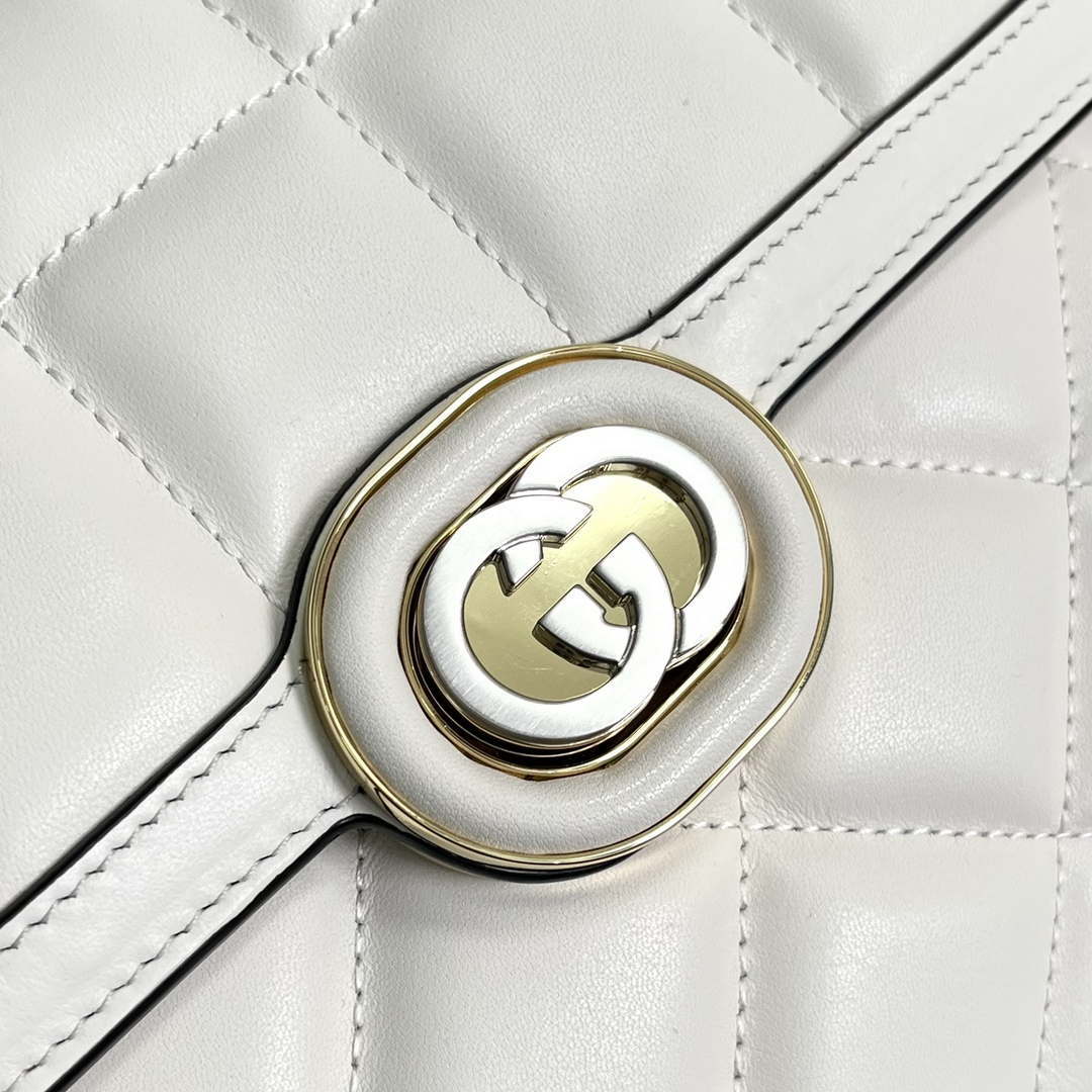Gucci ?740834 GG Deco Small Shoulder Bag White