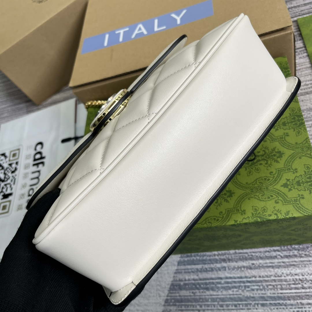 Gucci ?740834 GG Deco Small Shoulder Bag White