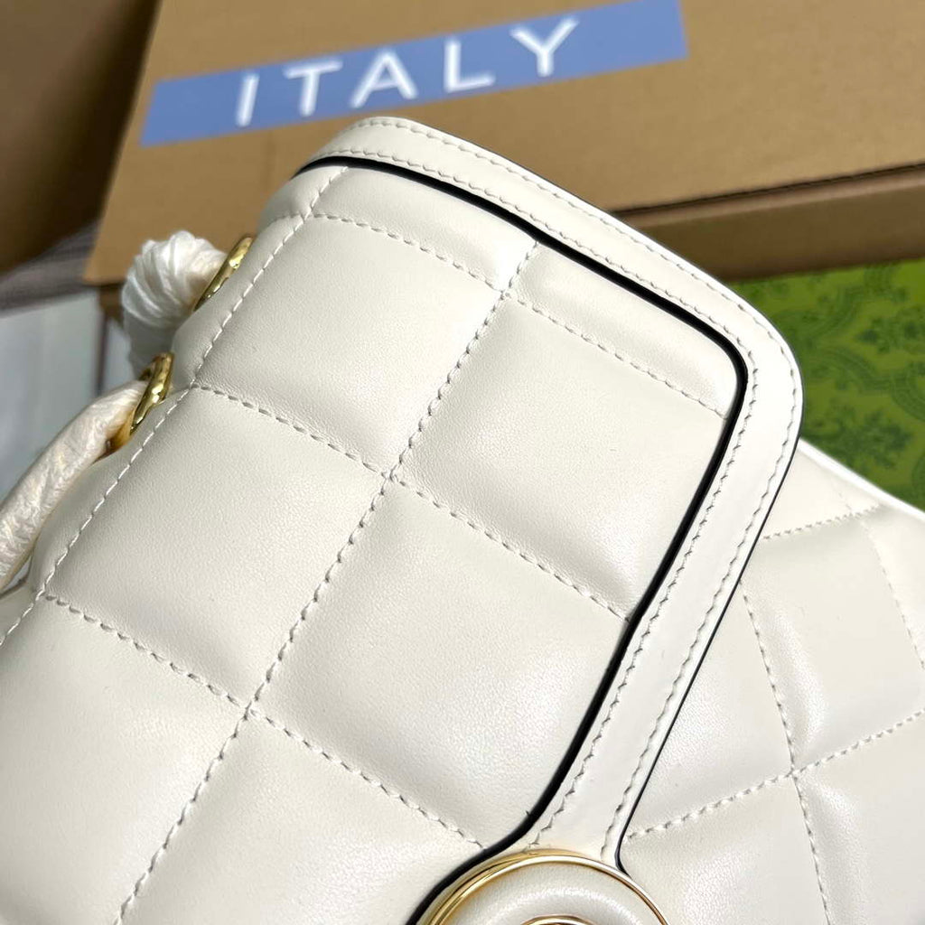 Gucci ?740834 GG Deco Small Shoulder Bag White