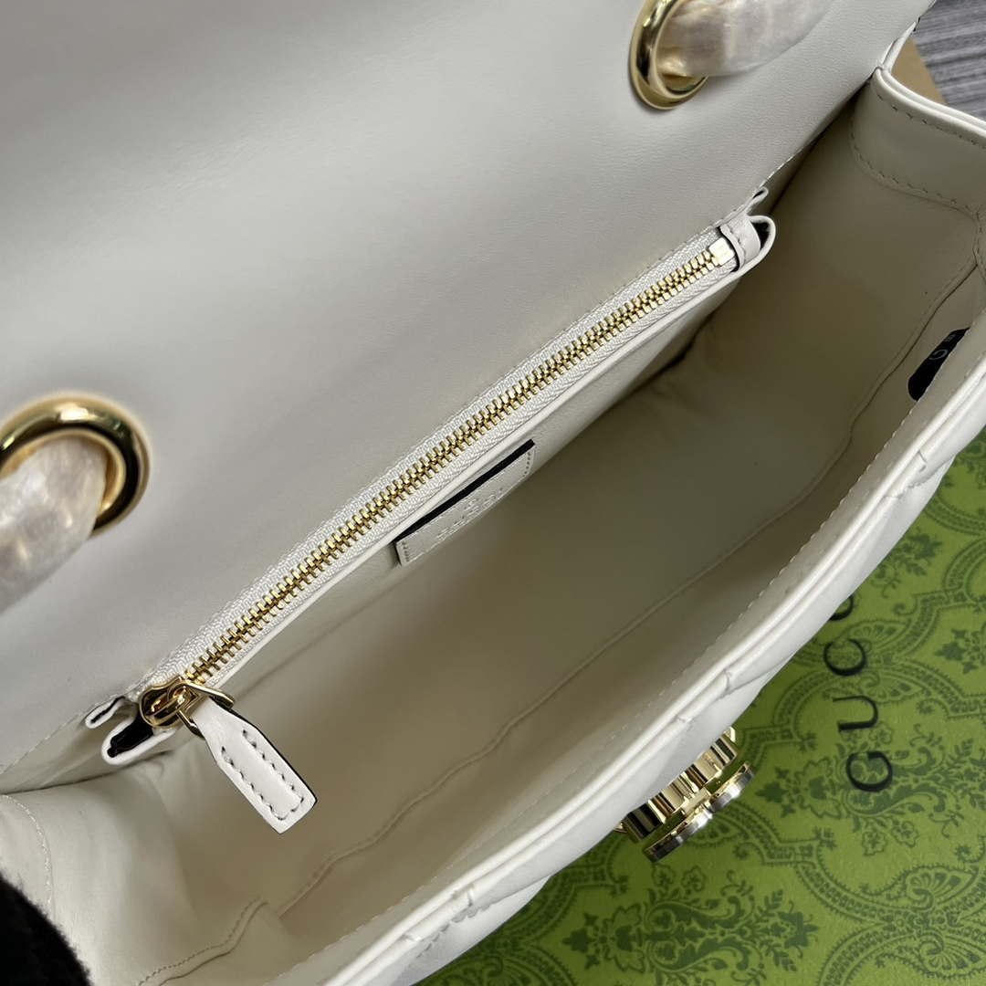 Gucci ?740834 GG Deco Small Shoulder Bag White