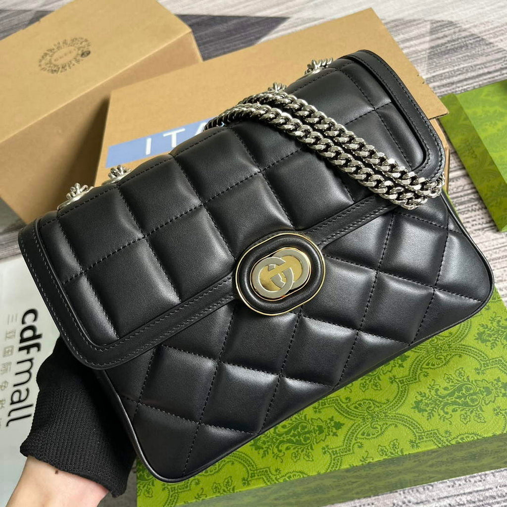 Gucci 740834 Gucci Deco Small Shoulder Bag Black