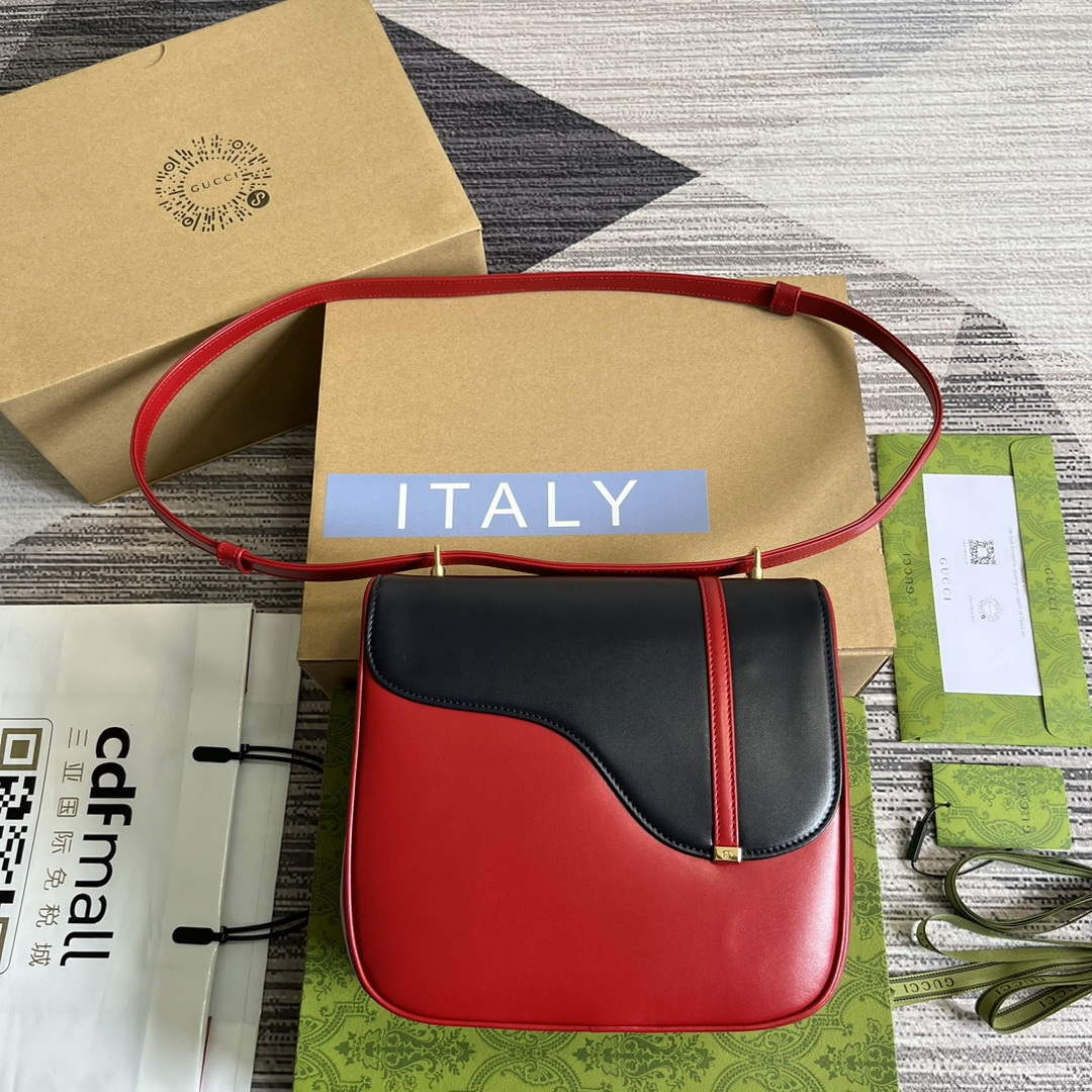 Gucci 740988 Equestrian inspired shoulder bag Blue and red - Default Title - View 2