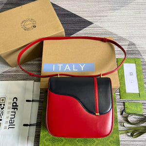Gucci 740988 Equestrian inspired shoulder bag Blue and red - Default Title - View 2