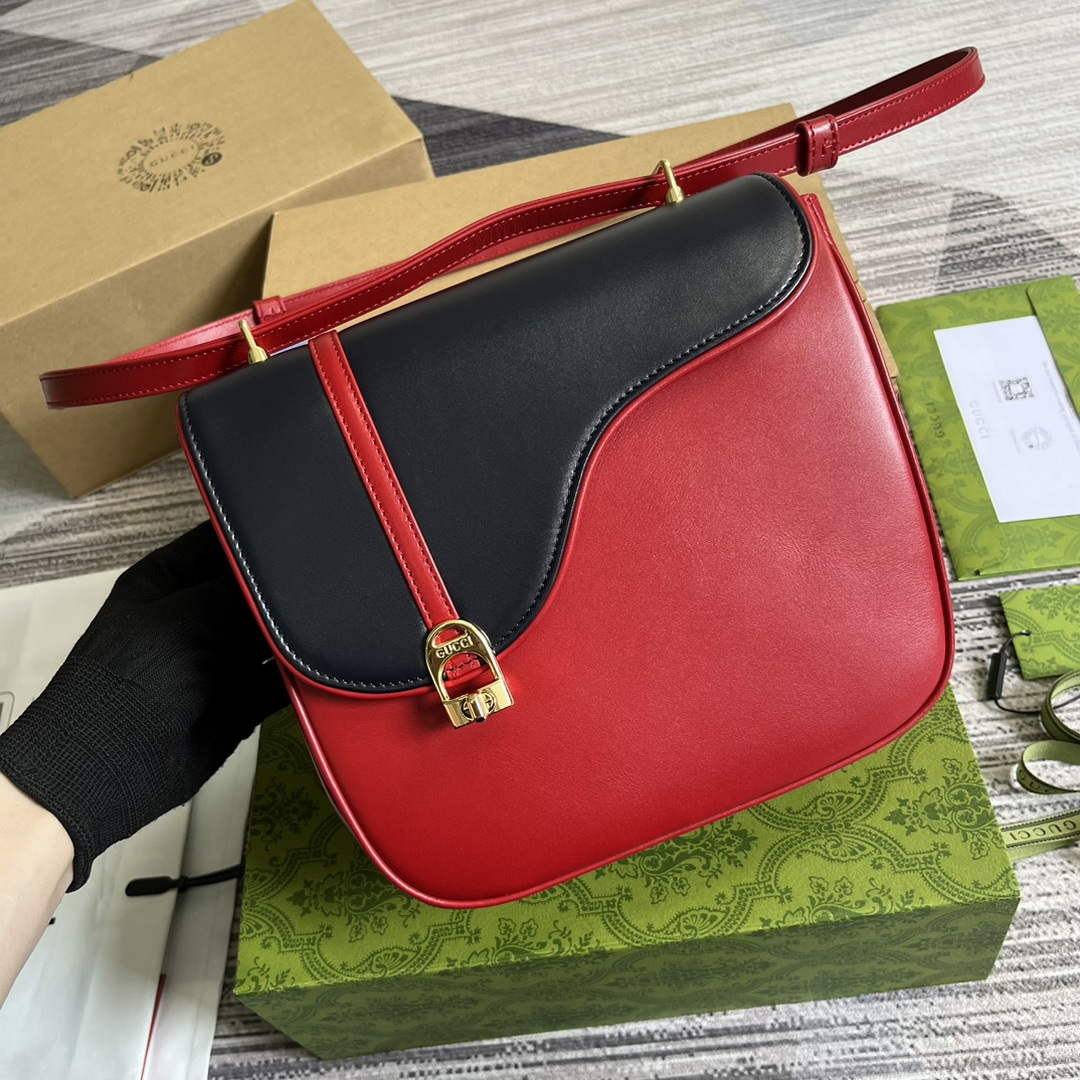 Gucci 740988 Equestrian inspired shoulder bag Blue and red - Default Title - View 4
