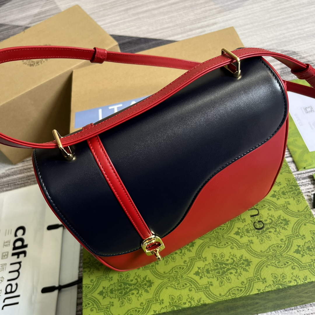 Gucci 740988 Equestrian inspired shoulder bag Blue and red - Default Title - View 7