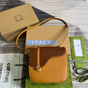 Gucci 740988 Equestrian inspired shoulder bag Cuir and brown - Default Title - View 1