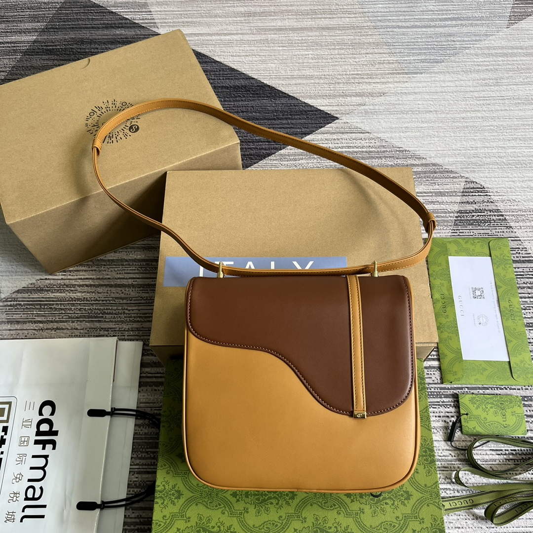 Gucci 740988 Equestrian inspired shoulder bag Cuir and brown - Default Title - View 2