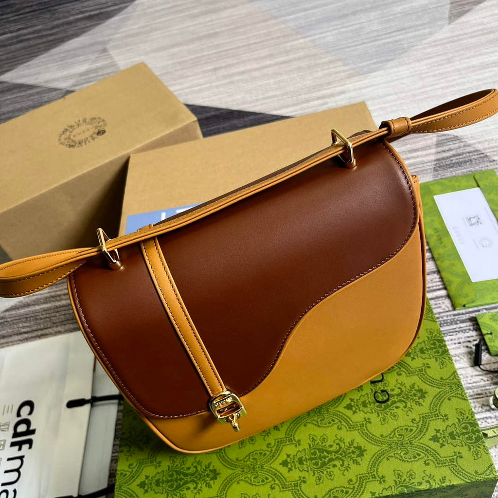 Gucci 740988 Equestrian inspired shoulder bag Cuir and brown